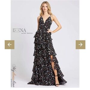 Mac Duggal Black Floral Maxi Dress